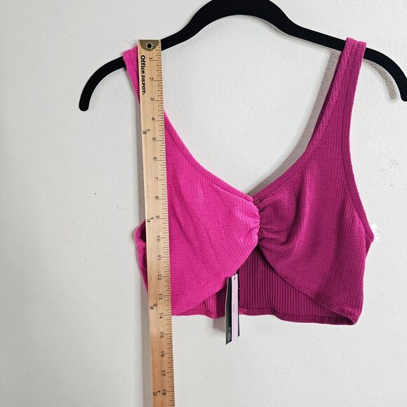 NWT Wild Fable Pink Color Block Front Ruched Bralette Crop Tank Top Medium - Picture 7 of 9